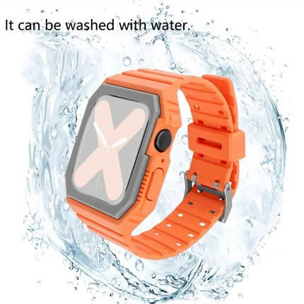 Silicone Watch Band With Protective Case Compatible 38-45mm