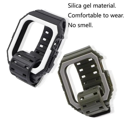 Silicone Watch Band With Protective Case Compatible 38-45mm