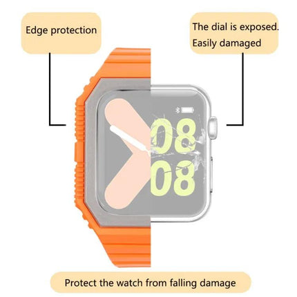 Silicone Watch Band With Protective Case Compatible 38-45mm