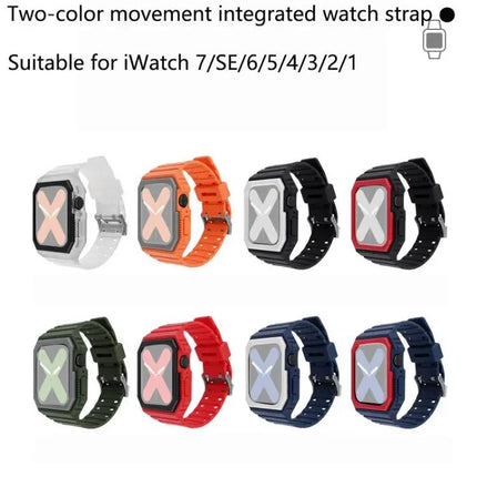 Silicone Watch Band With Protective Case Compatible 38-45mm