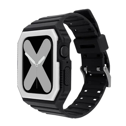 Silicone Watch Band With Protective Case Compatible 38-45mm
