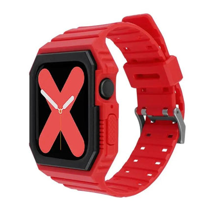 Silicone Watch Band With Protective Case Compatible 38-45mm