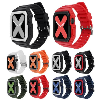 Silicone Watch Band With Protective Case Compatible 38-45mm