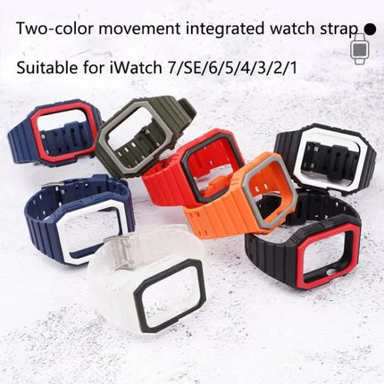 Silicone Watch Band With Protective Case Compatible 38-45mm