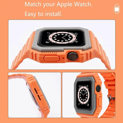 Silicone Watch Band With Protective Case Compatible 38-45mm