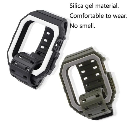 Silicone Watch Band With Protective Case Compatible 38-45mm