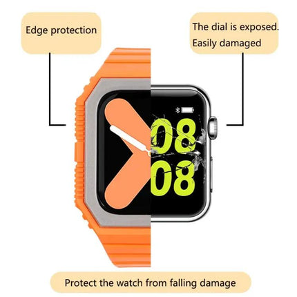 Silicone Watch Band With Protective Case Compatible 38-45mm
