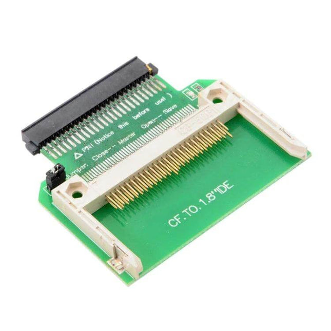 CF Compact Flash Card Adapter for 1.8 Inch IDE Hard Drives - green PCB adapter showing CF to 1.8" IDE connector