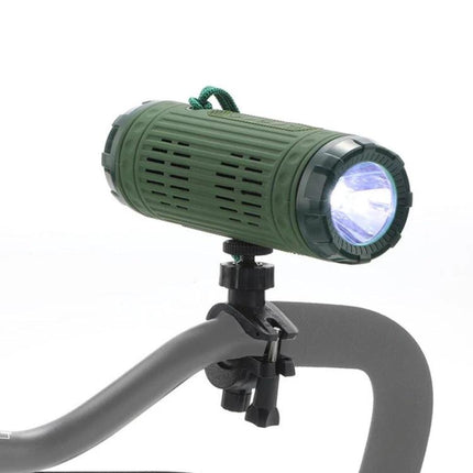 TG Compact Bluetooth Speaker With Flashlight For Travel green portable speaker on bike mount with flashlight beam