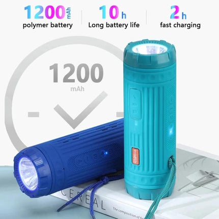 TG Compact Bluetooth Speaker With Flashlight For Travel turquoise portable speaker with flashlight, Bluetooth, TF/USB playback, 1200mAh