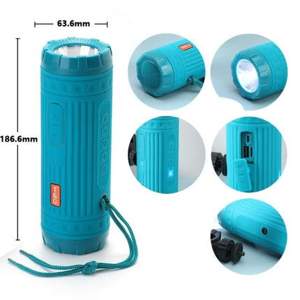 TG Compact Bluetooth Speaker With Flashlight For Travel compact teal portable speaker with flashlight, Bluetooth 5.0, TF/USB