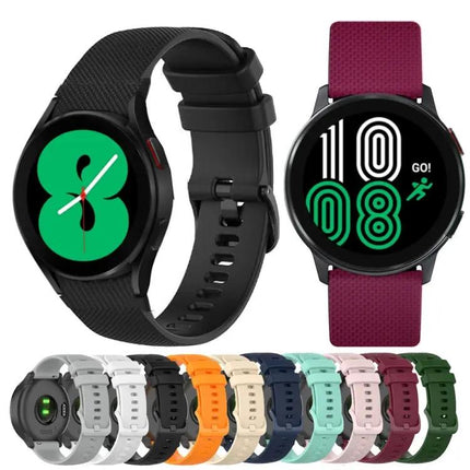 20mm Checkered Silicone Strap For Galaxy Watch 40/44/42/46mm