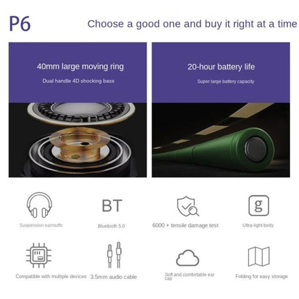 Fingertime Wireless Headset For Daily Music And Calls with Bluetooth 5.0, ANC, high‑sensitivity mic, foldable design