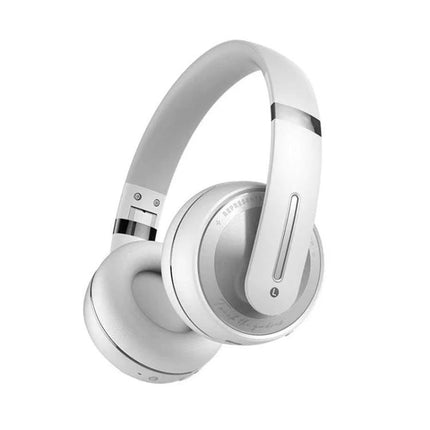Fingertime Wireless Headset For Daily Music And Calls white foldable Bluetooth headset with ANC mic and cushioned earcups
