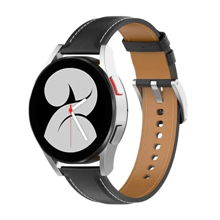 Calf Leather Sewing Thread Watch Band For Samsung 41/42mm