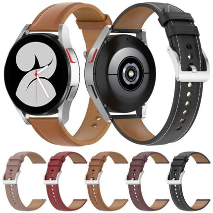 Calf Leather Sewing Thread Watch Band For Samsung 41/42mm