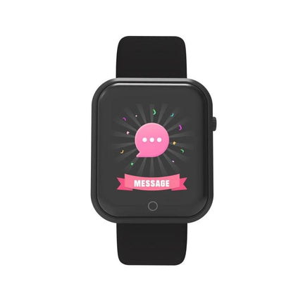Daily Smart Watch for Everyday Activities and Timekeeping with black band showing message notification, heart rate and activity tracking features