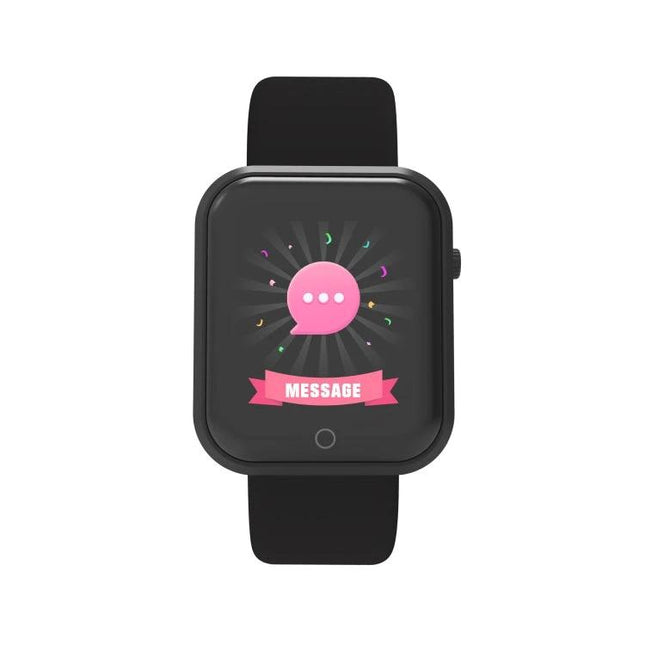 Daily Smart Watch for Everyday Activities and Timekeeping with black band showing message notification, heart rate and activity tracking features
