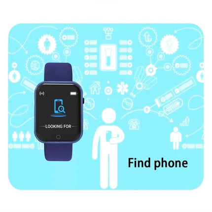 Daily Smart Watch for Everyday Activities and Timekeeping - blue smartwatch showing 'Find phone' feature, heart rate and activity monitoring