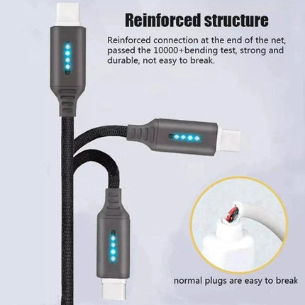 Essential Cable for Everyday Device Charging at Home – braided USB-C cable with LED charge indicator and reinforced connectors for phones, tablets, laptops