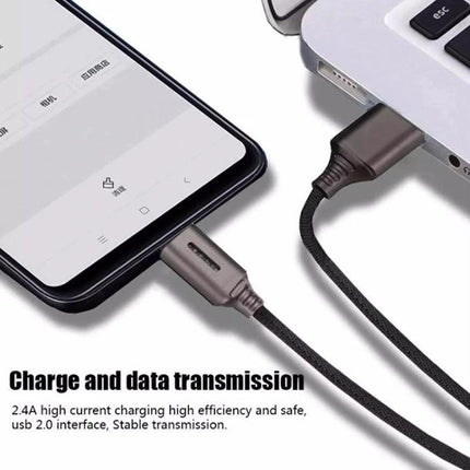 Essential Cable for Everyday Device Charging at Home — USB-C braided cable charging phone from laptop with indicator and auto-stop feature