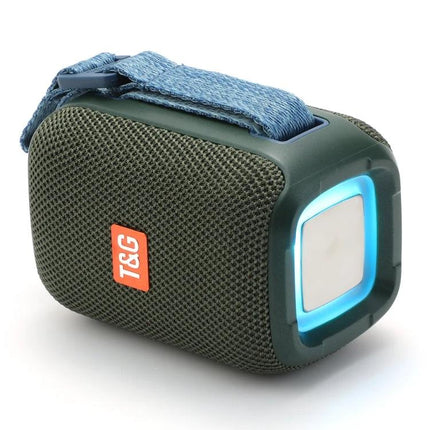 TG Portable Waterproof Bluetooth Speaker For Home And Picnic compact green mesh Bluetooth speaker with strap and glowing LED