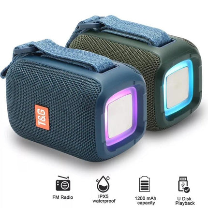 TG Portable Waterproof Bluetooth Speaker For Home And Picnic compact waterproof cylindrical speaker with strap and LED lights