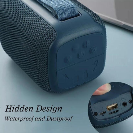 TG Portable Waterproof Bluetooth Speaker For Home And Picnic showing waterproof mesh, controls