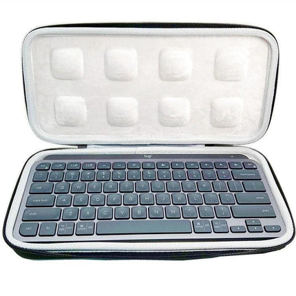 Protective Portable Case for Logitech MX Keys Mini Keyboard with keyboard inside, padded interior and zippered travel storage