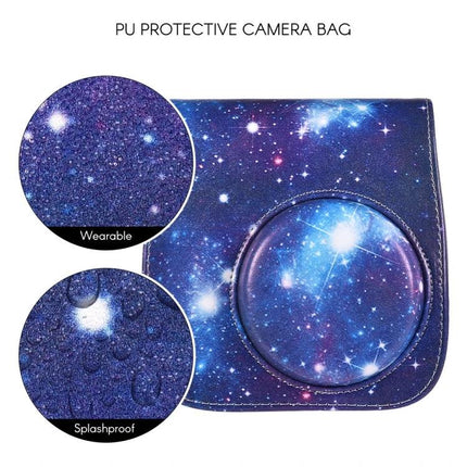 Protective PU Leather Case with Strap for Fujifilm Instax Mini Cameras, Universe Pattern – galaxy print camera bag, splashproof cover