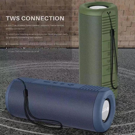 NewRixing Compact Bluetooth Speaker For Calls And Music shown in blue and green portable speakers for desk and travel use