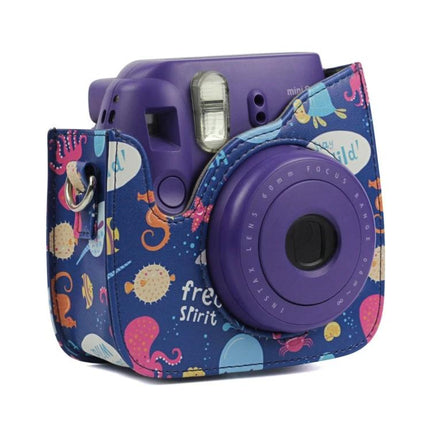 Protective Case for Fujifilm Instax Mini Cameras with Ocean World Pattern - purple Instax in ocean world patterned protective case