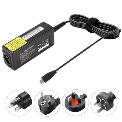 USB-C 45W Laptop Power Adapter for ThinkPad and Lenovo Devices – compact travel charger with USB-C cable and interchangeable plug options