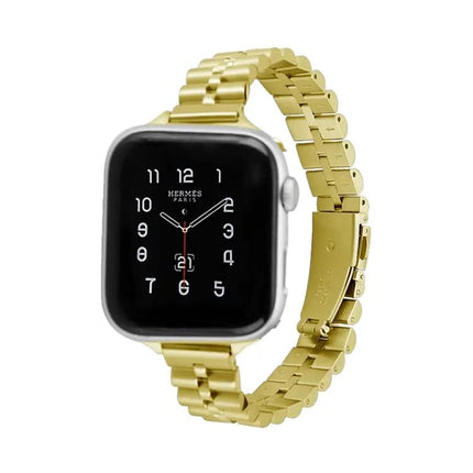 Stainless Steel Three-Bead Half-Round Apple Watch Band