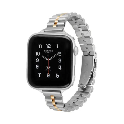 Stainless Steel Three-Bead Half-Round Apple Watch Band