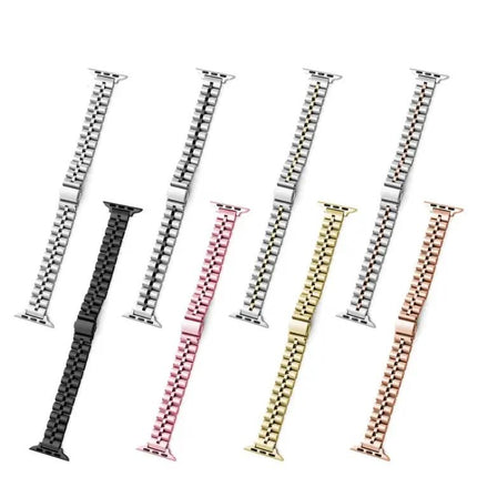 Stainless Steel Three-Bead Half-Round Apple Watch Band