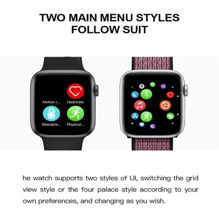 Smart Watch for Monitoring Health During Daily Activities - two UI styles showing heart rate, blood oxygen, blood pressure and activity icons