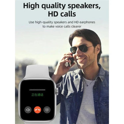 Daily Smart Watch for Everyday Health and Activity Tracking – man on phone demonstrating HD call quality with smartwatch showing active call and speaker icons