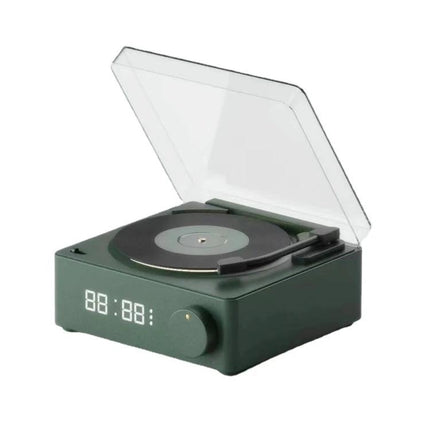 Duosi Retro Bluetooth Desk Speaker With Hidden Display And Alarm vintage phonograph style desk speaker with dimmable display