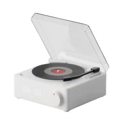 Duosi Retro Bluetooth Desk Speaker With Hidden Display And Alarm white retro phonograph desk speaker with dimmable display