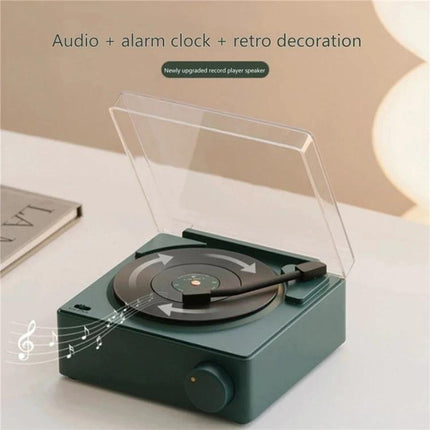 Duosi Retro Bluetooth Desk Speaker With Hidden Display And Alarm vintage phonograph-style desk speaker with alarm