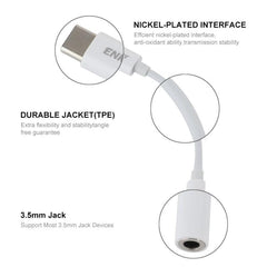 Cable adaptador de audio con decodificación digital USB-C/Tipo-C a auxiliar de 3,5 mm de ENKAY