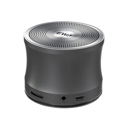 EWA Compact Bluetooth Speaker For Commutes, Travel And Home Use compact gray portable speaker with aux and microSD slots