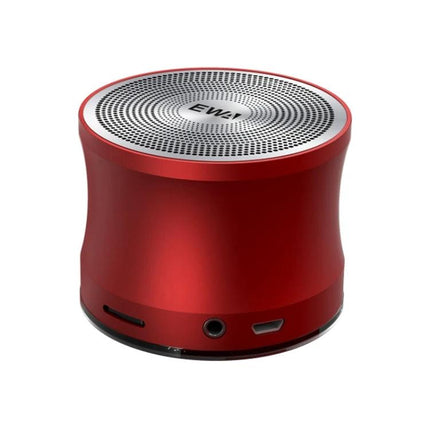 EWA Compact Bluetooth Speaker For Commutes, Travel And Home Use red portable speaker with mesh top and aux port