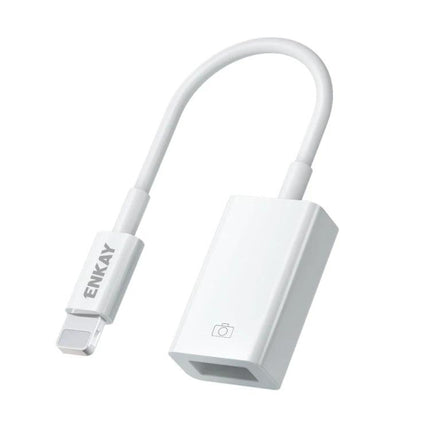 ENKAY Adapter for iPhone USB File Transfers in Daily Life - white Lightning to USB camera adapter for quick photo and file transfers