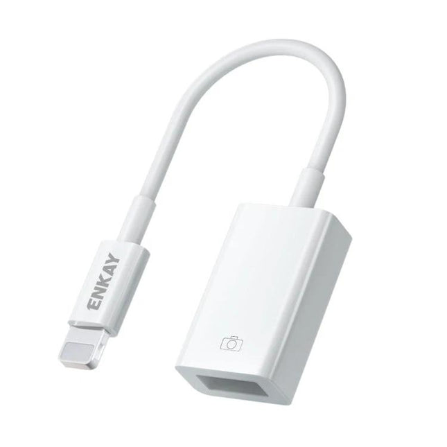 ENKAY Adapter for iPhone USB File Transfers in Daily Life - white Lightning to USB camera adapter for quick photo and file transfers