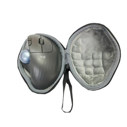 Durable Portable Storage Bag for Wireless Mouse Protection - EVA travel case with velvet interior holding ergonomic trackball mouse