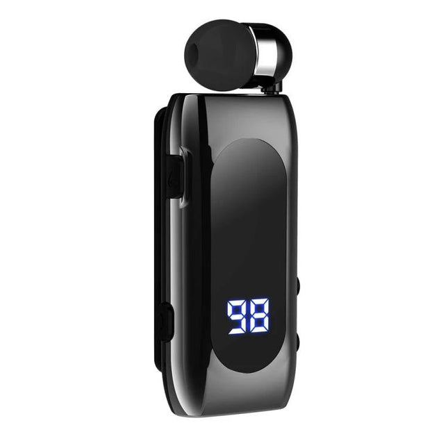 Fineblue Single Retractable Earbud For Running And Calls single-ear Bluetooth 5.2 with clip, vibrating alerts, and battery display
