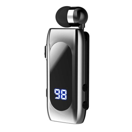 Fineblue Single Retractable Earbud For Running And Calls single-ear Bluetooth headset with clip, vibrating alerts and battery display