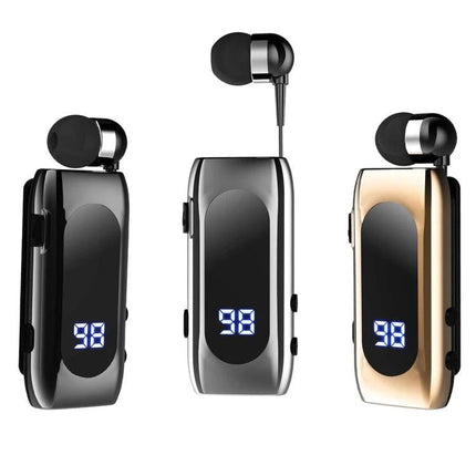 Fineblue Single Retractable Earbud For Running And Calls single-ear Bluetooth 5.2 sports earphone with clip and battery display